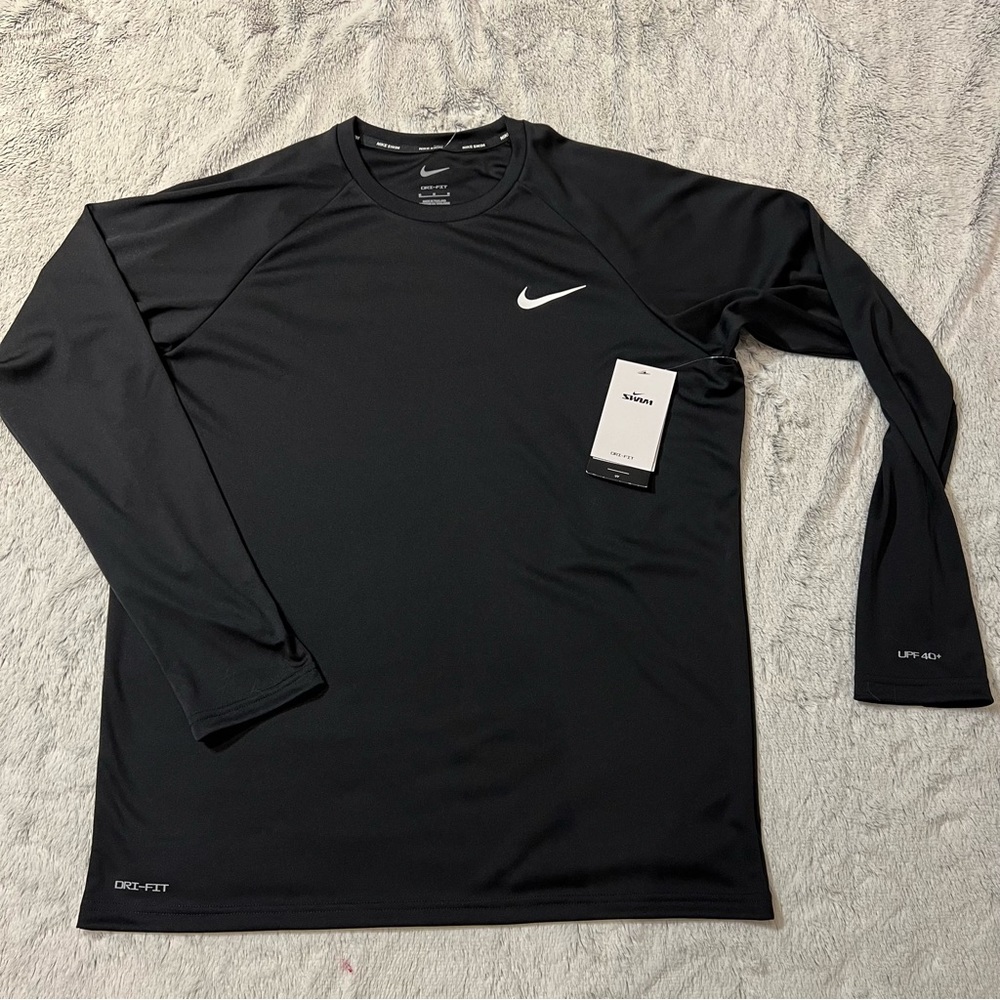 Nike Swim Men's Black Essential Long Sleeve Dri-Fit UPF 40+ Guard Size Medium